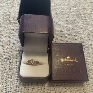 Hallmark Womens Genuine Diamond Rose Gold Silver Crossover Ring